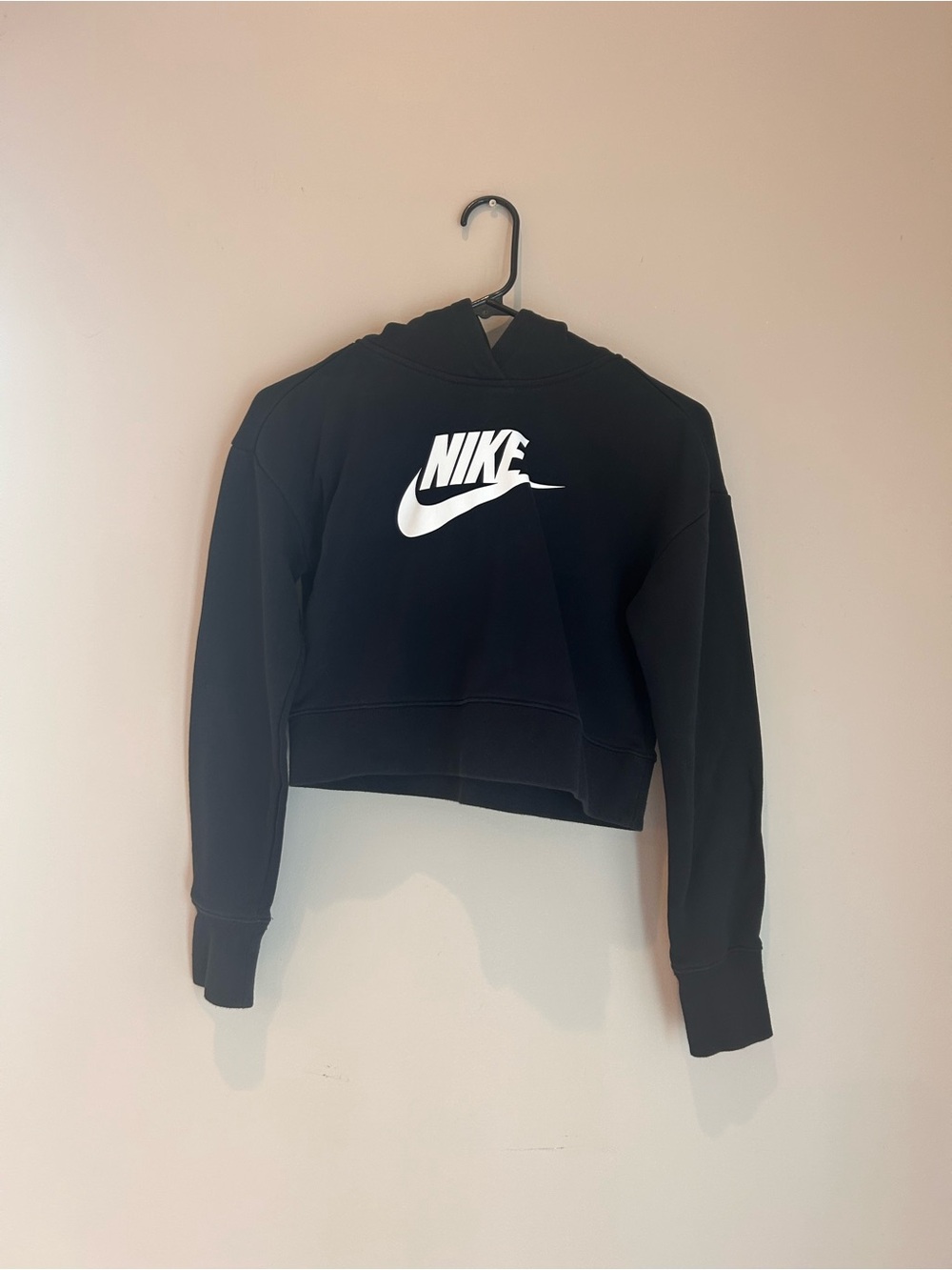 Nike Black Hoodie with White Swoosh Logo kids XL